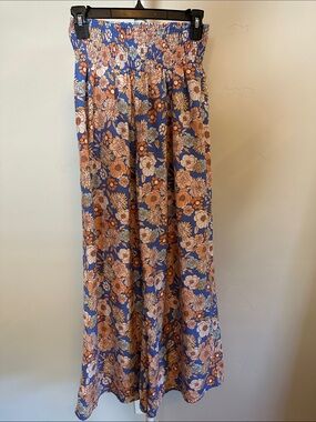 Sienna Sky Blue & Peach Floral Wide Leg Jumpsuit